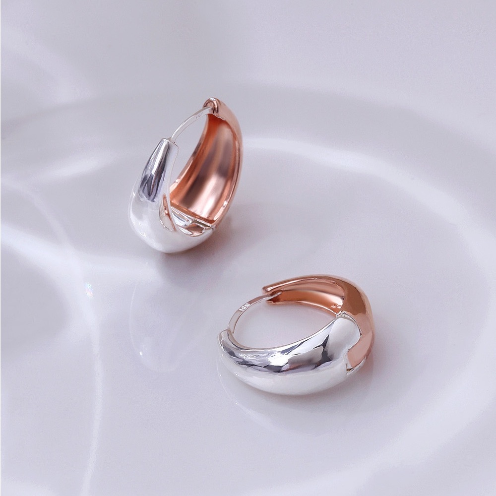 NIB Korean Brand Two-Tone Huggies Earrings